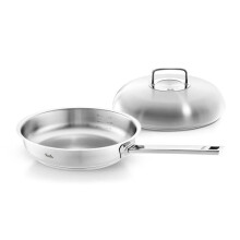 Fissler Profi Collection Stainless Steel Frying Pan Set 2 Pieces Diameter 28 cm Uncoated with High Capacity Lid for Induction Cookers
