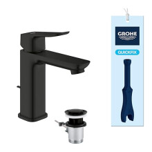 GROHE Dice Single Lever Basin Mixer with Pop-Up Waste Set (M-Size 172mm, 28 mm Ceramic Cartridge, Water Saving, Tails 3/8 Inch, Easy to Fit with the