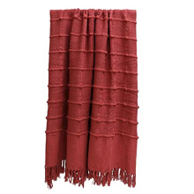 furn. Motti Throw, Tufted Cotton and Tassel Trim Design, Cotton, Polyester, Red Clay, 140 x 180cm