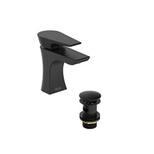 Bristan Hourglass Basin Mixer Tap with Clicker Waste Black (HOU BAS BLK)