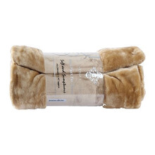 Quality Linen and Towels Beige Mink Throw Soft Plush Large (150cm x 200cm- Suitable for Double Size Bed or 2 Seater Sofa) Sofa Bed Runner Bedspread