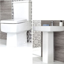 MILANO White Close Coupled Toilet Full Pedestal 1 Tap Hole Bathroom Basin