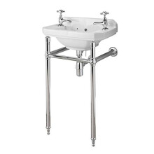 MILANO White 2 Tap Hole Bathroom Basin Sink Chrome Washstand 515 x 300mm