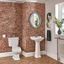 MILANO Close Coupled Toilet Full Pedestal 1 Tap Hole Bathroom Basin Sink