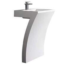 MILANO White 7 Shaped Full Pedestal Bathroom Basin Sink 580 x 467mm