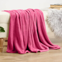 Fuschia Pink Soft Faux Mink Throw Luxury Fur Fleece Sofa Blanket Bedding Warm (Double)