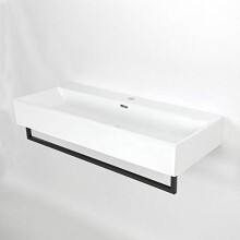 MILANO White Wall Hung 1 Tap Hole Bathroom Basin Black Towel Rail 1010x425
