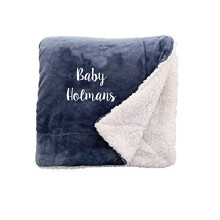 aztex Personalised Soft and Fluffy Sherpa Style Fleece Blanket, Bed Throw, Reversible, 70cm x 110cm in Slate with a Cream Reverse