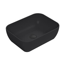 nuie NBV458 Luxe Vessel Modern Bathroom Square Countertop Vessel Basin Sink, 135 x 455 x 325mm, Matt Black