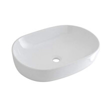 MILANO White Ceramic Oval Countertop Bathroom Basin Sink 590 x 425mm