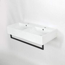MILANO 820x420mm Double Wall Hung Bathroom Basin Sink Black Towel Rail