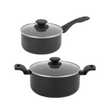 Progress COMBO-8963 Marble Ceramic Pot Set – 2 Piece Cooking Pots, 20 cm Saucepan & 24 cm Stockpot, Healthy Ceramic Non-Stick Coating, PFAS-Free,