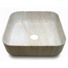 Marble Luxe Square Beige Marble Effect Ceramic Counter Top Basin