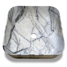 Marble Luxe Square Calacatta Marble Effect Ceramic Counter Top Basin