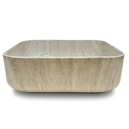 Marble Luxe Square Beige Marble Effect Ceramic Counter Top Basin 2