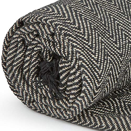 Herringbone Sofa Throw Black & White 50x60" 1
