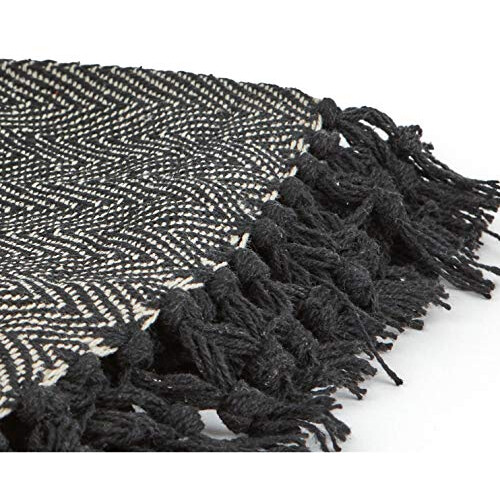 Herringbone Sofa Throw Black & White 50x60" 2