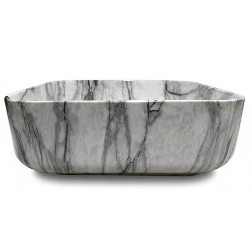 Marble Luxe Square Calacatta Marble Effect Ceramic Counter Top Basin 1