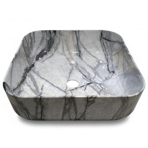 Marble Luxe Square Calacatta Marble Effect Ceramic Counter Top Basin 2