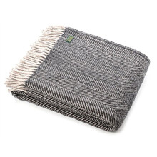 Tweedmill Charcoal and Silver Herringbone Blanket