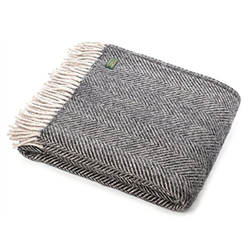 Tweedmill Charcoal and Silver Herringbone Blanket