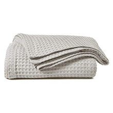 Value Comfort Home 100% Brushed COTTON Honeycomb WAFFLE EFFECT Bed Blanket Sofa THROW 90x100 Ivory