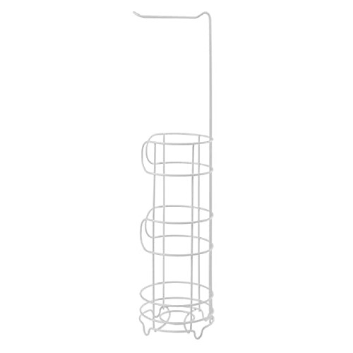 simplywire – Freestanding Toilet Roll Holder with Storage - White 1