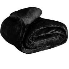 EHC Fleece Blanket Sofa Bed - King Size Cozy Blanket for Bed Fluffy Soft Large Throw, Black, 220x240cm