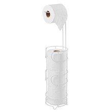 simplywire – Freestanding Toilet Roll Holder with Storage - White