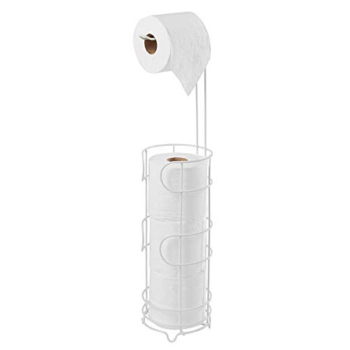 simplywire – Freestanding Toilet Roll Holder with Storage - White
