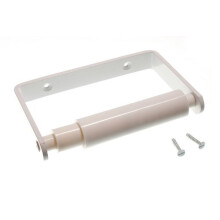 White Metal Toilet ROLL Holder with Black Sprung Roller + Screws