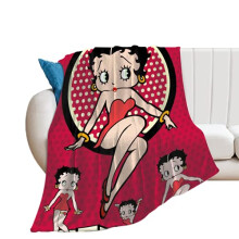 HYN Betty Boop Blanket for Sofa Flannel Throw Soft Blankets Gift for Mon Size 50''x40'' (red 2)