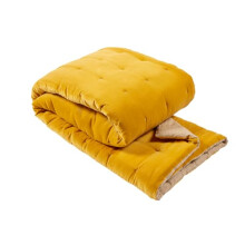 Christy Jaipur Luxury Quilted Throw | Silky Soft and Smooth Cotton Velvet | Generously Filled Plush Blanket | 140cm x 200cm | Turmeric Yellow