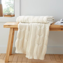 Catherine Lansfield Chunky Marl Knit Cosy, 130x170 cm, Blanket Throw, Cream