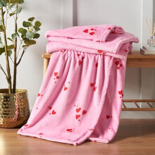 Catherine Lansfield Heart Cosy Fleece Oversized 200x240cm Blanket Throw Pink
