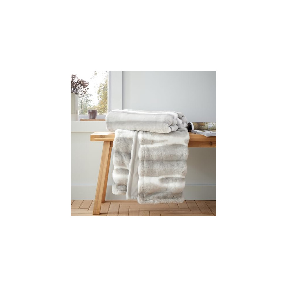 Catherine Lansfield Faux Fur Throw 130X170cm - Flint - Image 4