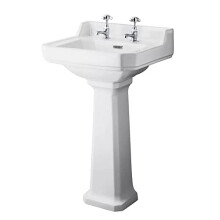 MILANO Comfort Height Pedestal 2 Tap Hole Bathroom Basin Sink 500 x 350mm