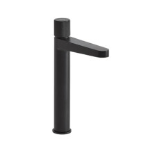 Milano Orta Deck Mounted Push Button High Rise Mono Bathroom Basin Mixer Tap - Black