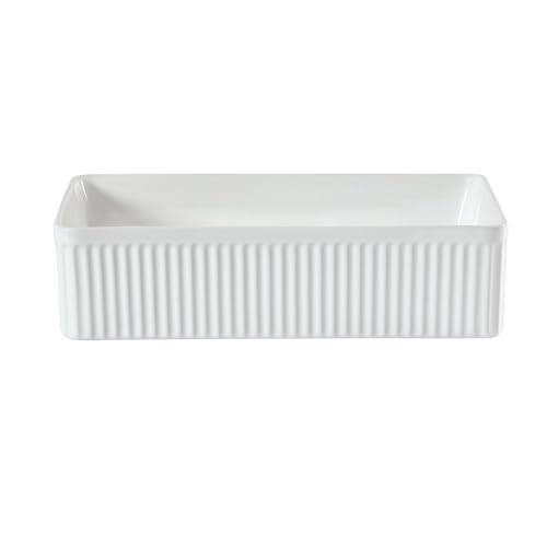 Milano MILANO White Rectangular Fluted Countertop Bathroom Basin Sink 500 x 340mm