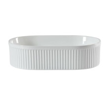 MILANO White Ceramic Oval Fluted Countertop Bathroom Basin Sink 490 x 310mm