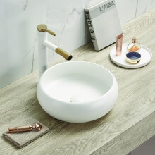 MILANO Chalk Round Countertop Bathroom Basin Sink 360mm