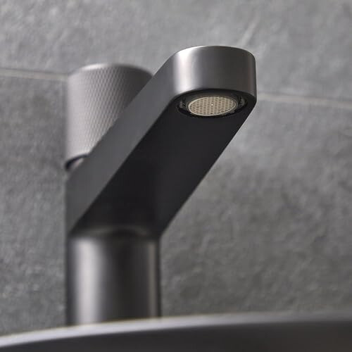 Milano Milano Orta Deck Mounted Push Button High Rise Mono Bathroom Basin Mixer Tap - Black 2