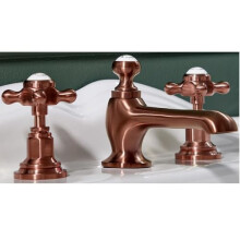 Milano Elizabeth 3 Tap-Hole Basin Mixer Tap Crosshead Handles - Brushed Copper