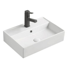 MILANO Chalk Rectangular Wall Hung 1 Tap Hole Bathroom Basin Sink 500x350mm