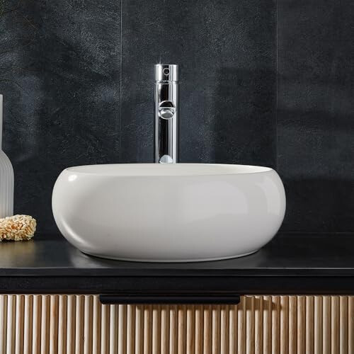 Milano MILANO White Round Countertop Bathroom Basin Sink 360mm 1