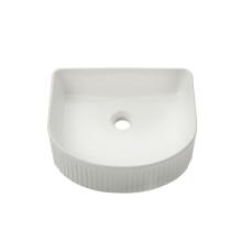 MILANO White Curved Fluted Countertop Bathroom Basin Sink 400 x 350mm