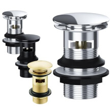 Slotted Basin Waste for Overflow Basins - Durable Chrome, Matte Black, & Brushed Brass Finishes - Standard & Dome Designs, Rust-Resistant, Quick