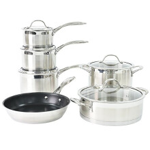 ProCook Professional 18/10 Stainless Steel Cookware Set - 6 Piece, 14/16/18/20/24 cm, Non Stick Pots with Lids - Induction Compatible Cooking Pans