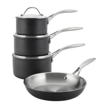 ProCook Professional Bi Ply Stainless Steel Cookware Set - 4 Piece,14/16/18/24 cm, Durable Heavy Duty Pots - Black, Induction Compatible Cooking Pans