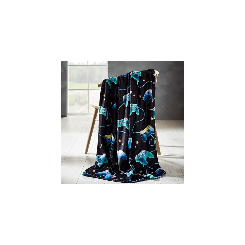 Catherine Lansfield Black Gamer Cosy Fleece Blanket Throw - 130 X 170 Cm - Image 8